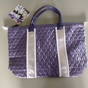 Justin Bieber Girlfriend Quilted Satchel Tote Bag Quilted Purple Hearts